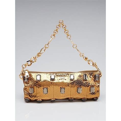 gold prada clutch with handle in back|Prada snakeskin clutch.